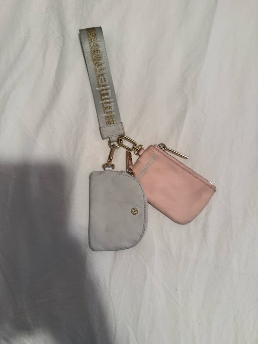 lululemon athletica Pink and Light Gray Key & Card Holder Wristlet